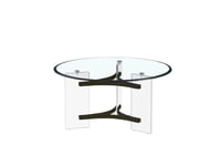 طاولة قهوة دائرية زجاجية بقاعدة أكريليك ودعامات مع...