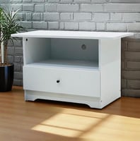 طاوله سرير جانبية خشب ماليزي من درج ورف لون أبيض