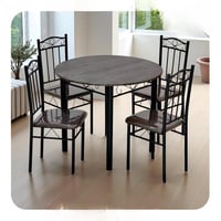 طاولة طعام دائري من الخشب الناعم والمعدن المتين 4...