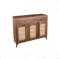 وحدة تخزين خشب متعددة المهام لون بني