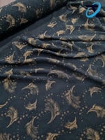 شيفون نقشة ذهبي مع كريستال اسود / 3