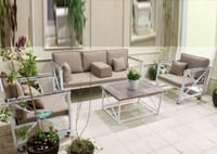 طقم جلسة حديد ملبس يدات خشب