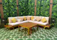 جلسة خشب سويدي حرف ال بالمتر