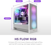 H5 Flow white RGB كيس كمبيوتر ابيض