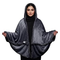 جاكيت بطانيه بقبعة رمادي غامق