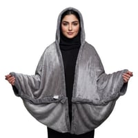 جاكيت بطانيه بقبعة رمادي فاتح