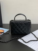 Chanel Mini Top Handle Matt Leather All Black