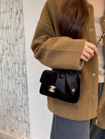 Mini Flap Bag With Handle Silk And Gold Metal Blac...