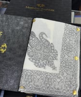 شال كشميري ميرينو مطرز عريض D1صوف طبيعي 70٪