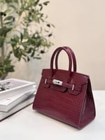 شنطه بيركن كروك كامل عنابي M قفل فضي