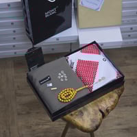 طقم قماش مقلم شتوي وشماغ مونت بلانك