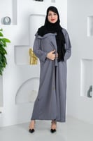 عباية 3قطع رصاصي فاتح