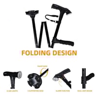 عصا مشي قابلة للطي مع كشاف ليلي – خفيفة، سهلة الحم...