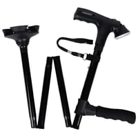 عصا مشي قابلة للطي مع كشاف ليلي – خفيفة، سهلة الحم...