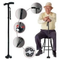 عصا مشي قابلة للطي مع كشاف ليلي – خفيفة، سهلة الحم...