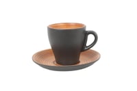 كوب اسبريسو بورسلان مع صحن بطابع خشبي