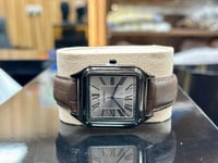 ساعة جلد بني