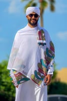 طقم عمة وشال ملون