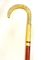 عصا اماراتي رااس حديد معكوف ذهبي