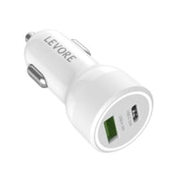 شاحن سيارة ليفوري 51 واط منفذ USB وPD - أبيض