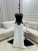 فستان سهره اسود وابيض فخم جدا