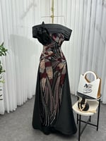 فستان سهره اسود تطريز ترتر راقي