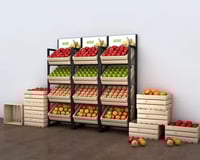 استاند خضروات وفواكه 4 سلة خشب