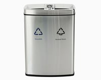 سلة فرز نفايات حاويتين مع طفاية