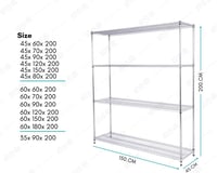 رفوف شبك كروم 4 ارفف حمولة 200kg لكل رف