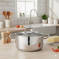 قدر طبخ أطلس استيل تركي غطاء زجاج مقاس 24 سم