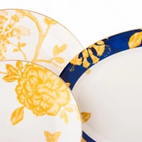 طقم سفرة بورسلين 28 قطعة نقش عسلي أزرق