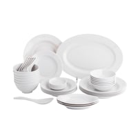 طقم عشاء ميلامين 40 قطعة 6 أشخاص لون أبيض