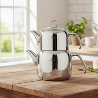 طقم براد شاي سوفرام استيل تركي قطعتين سعة 1.9 لتر...