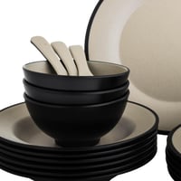 طقم عشاء ميلامين 24 قطعة 6 أشخاص لون بيج/أسود