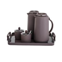 طقم ترامس لوفر مع تبسي وسكرية بني خشبي