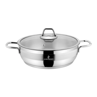 قدر طبخ منخفض سوفت استيل تركي غطاء زجاج مقاس 26 سم