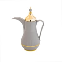 ترمس الدلة من ألاسكا 1 لتر لون رمادي فاتح مع ذهبي