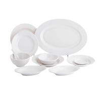طقم عشاء ميلامين 25 قطعة 4 أشخاص لون أبيض
