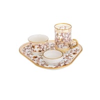 طقم تقديم شاي وقهوة زجاج تركي 4 قطع بألوان عصرية