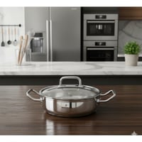 قدر طبخ منخفض أطلس استيل تركي غطاء زجاج مقاس 20 سم