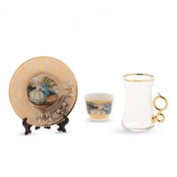 طقم شاي وقهوة زجاج تركي روميو و جوليت 18 قطعة