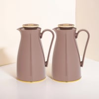 طقم ترمس ألاسكا قطعتين لون وردي مع ذهبي