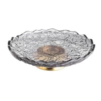 صحن تقديم هوست زجاج بقاعدة ذهبي فاخر