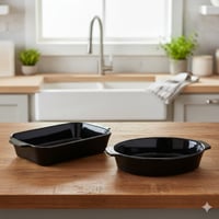 طقم صواني فرن سيراميك قطعتين أسود