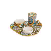 طقم تقديم شاي وقهوة زجاج تركي 4 قطع بألوان عصرية