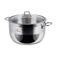 قدر طبخ سوفت استيل تركي غطاء زجاج مقاس 28 سم