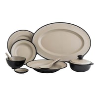 طقم عشاء ميلامين 40 قطعة 6 أشخاص لون بيج