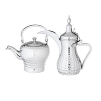 طقم دلة مع براد ستيل لون فضي قطعتين