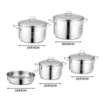 طقم قدور ستيل تركي فاخر 18/10 غطاء ستيل 9 قطع