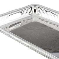 صينية تقديم إستيل مستطيلة لون فضي منقوش مقاس 45*29...